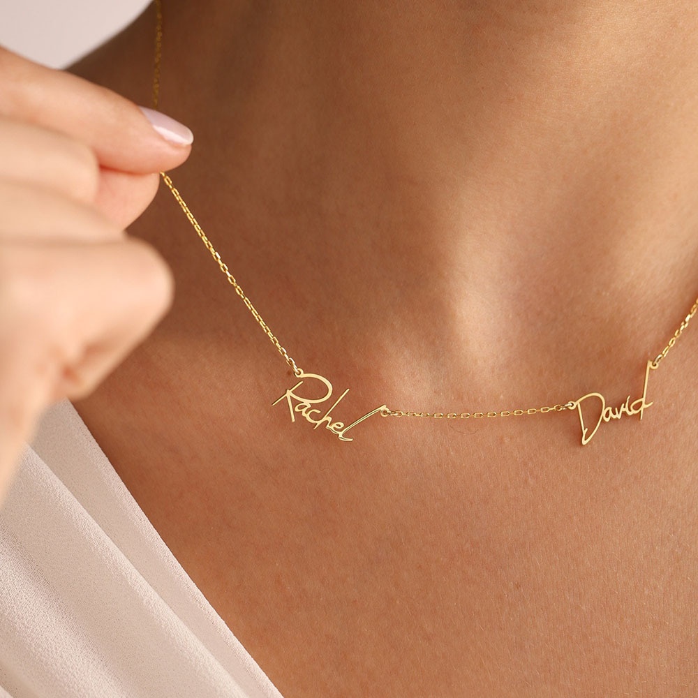 Women's 18K Gold Plated Multi-Name Necklace, Customizable with 2 Names